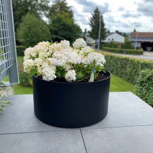 Rundt højbed på hjul i 3mm cortenstål med bund Ø79cm - 30 cm - Sort (malet)