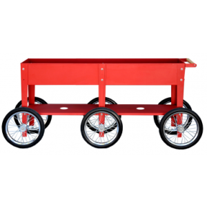 Herstera Wheels højbed på hjul H80 x B186 x D50 cm i stål - Rød/Natur