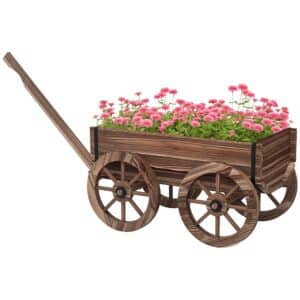 Højbed til træplanter, vejrbestandigt, trillebør, 120 x 41 x 50 cm, brun