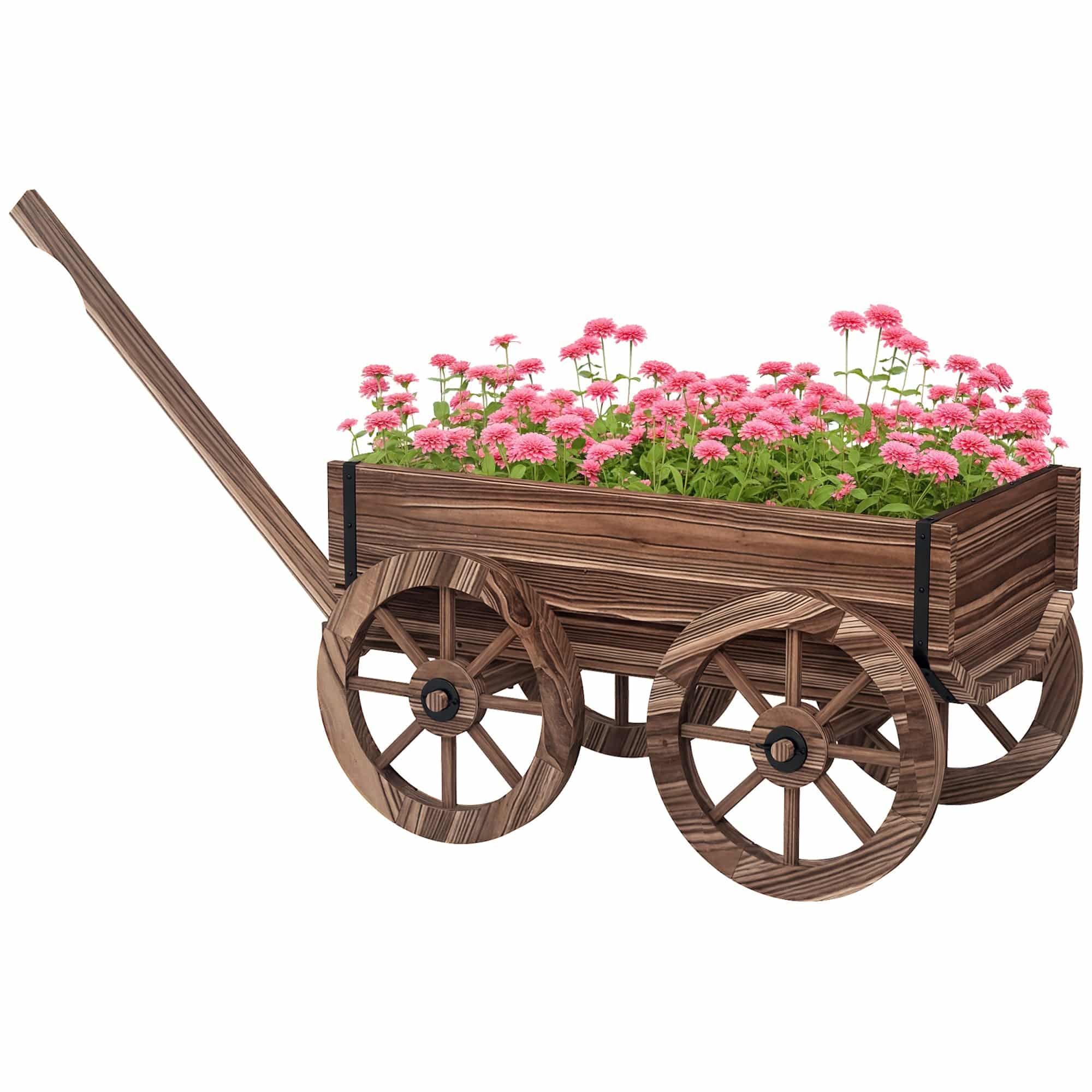 Højbed til træplanter, vejrbestandigt, trillebør, 120 x 41 x 50 cm, brun
